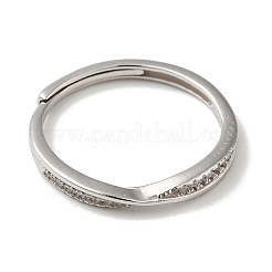 Anti-Tarnish Rhodium Plated 925 Sterling Silver Micro Pave Clear Cubic Zirconia Adjustable Rings for Women&nbsp;RJEW-G302-01P