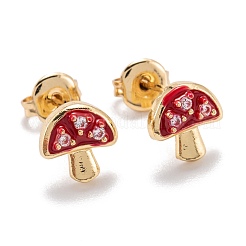Brass Micro Pave Clear Cubic Zirconia Stud Earrings&nbsp;EJEW-F264-14G