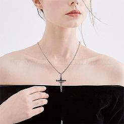 Cross Pendant Necklace with Jesus Crucifix Religious Necklace Sacrosanct Charm Neck Chain Jewelry Gift for Birthday Easter Thanksgiving Day&nbsp;JN1109A