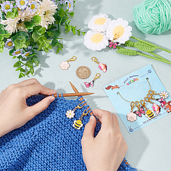 Alloy Enamel Bee & Flower & Butterfly Charm Locking Stitch Markers&nbsp;HJEW-PH01786