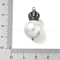 Brass Micro Pave Clear Cubic Zirconia and Creamy White Imitation Pearl Pendants&nbsp;KK-A300-13B-B