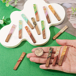 14Pcs 7 Colors Opaque Resin and Walnut Wood Pendants&nbsp;RESI-TA0005-14