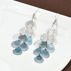 430 Stainless Steel Shell Shape Dangle Earrings&nbsp;EJEW-A137-03P-02