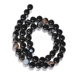 Natural Black Agate Beads Strands&nbsp;X-G-G391-8mm-01