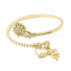 Brass Micro Pave Clear Cubic Zirconia Cuff Bangles&nbsp;BJEW-F526-02G