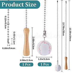 2Pcs 2 Style Baseball Theme PU Leather & Wood Ceiling Fan Pull Chain Extenders&nbsp;FIND-GF0005-92