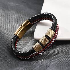 Braided Leather Multi-strand Bracelets&nbsp;BJEW-Z081-15G