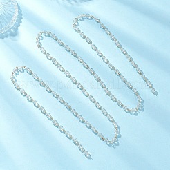 Handmade 304 Stainless Steel Glass Rondelle Link Chains&nbsp;AJEW-JB01460