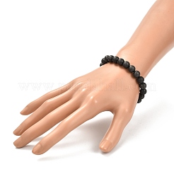 8mm Matte Round Natural Shungite Beads Energy Power Stretch Bracelet for Men Women&nbsp;BJEW-JB07069