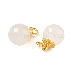 Natural White Chalcedony Round Charms&nbsp;G-P577-04G