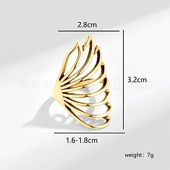 Minimalist Hollow Feather Brass Finger Ring for Women&nbsp;UI5232-1