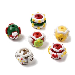 6Pcs 6 Styles Christmas Hand Painted Acrylic with Enamel Beads&nbsp;MACR-FS0002-42