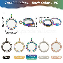 5Pcs 5 Colors Alloy Rhinestone Pendant Cabochon Open Back Settings&nbsp;RB-PH0001-22