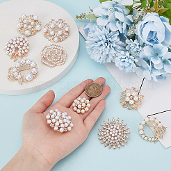 10Pcs 10 Styles Retro Flower Alloy Rhinestone Brooches for Women&nbsp;JEWB-WR0001-09