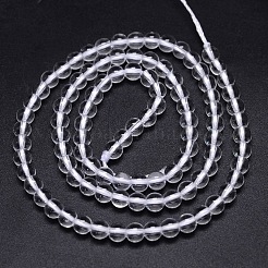 Round Natural Grade AA Quartz Crystal Beads Strands&nbsp;G-H1648-6mm-01N-AA