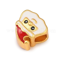 Christams Brass Enamel European Beads&nbsp;KK-F922-03A-G