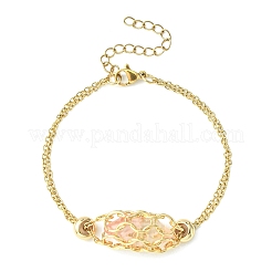 Ion Plating(IP) 304 Stainless Steel Macrame Pouch Empty Stone Holder for Link Braclets Making&nbsp;BJEW-JB09559