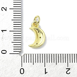 Moon Theme Brass Micro Pave Clear Cubic Zirconia Charms&nbsp;KK-H475-57G-13