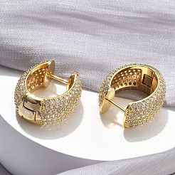 Brass Micro Pave Clear Cubic Zirconia Hoop Earrings&nbsp;EJEW-C182-07C-G