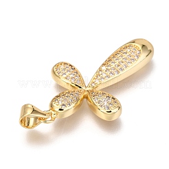 Brass Micro Pave Clear Cubic Zirconia Pendants&nbsp;ZIRC-O038-09G