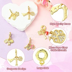 5Pcs 5 Styles Brass Micro Pave Clear Cubic Zirconia European Dangle Charms&nbsp;FIND-CJ0005-20