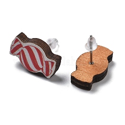 Wood Stud Earrings&nbsp;EJEW-XCP0001-14