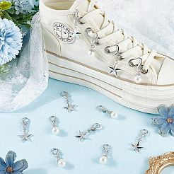 2Sets 12Pcs Star Alloy with Teardrop Plastic Pearl Shoe Charms&nbsp;AJEW-CP0006-56