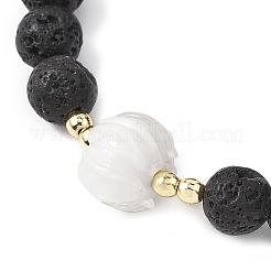 Natural Lava Rock & Lampwork & Mixed Gemstone Round Beads Stretch Bracelets for Women&nbsp;BJEW-JB12788
