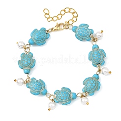 2Pcs 2 Colors Ocean Theme Round Shell Pearl Beads Charm Bracelets&nbsp;BJEW-JB14132