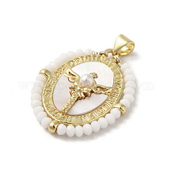 Brass Pave Shell Pendants&nbsp;KK-I708-01-G