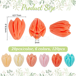120Pcs 6 Colors Dyed Synthetic Coral Beads&nbsp;CORA-PH0001-01