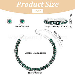 1Set Alloy Rhinestone Bracelets & Necklace & Stud Earring for Women&nbsp;SJEW-UN0001-12A