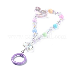 Rainbow Electroplate Transparent Glass Beaded Pendant Keychain&nbsp;KEYC-JKC00494