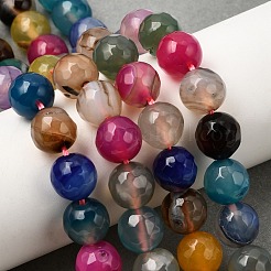 Faceted Natural Dragon Veins Fire Crackle Agate Beads Strands&nbsp;G-F447-10mm-F01