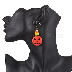 Brass Pumpkin Dangle Earrings&nbsp;EJEW-TA00693