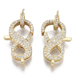 Brass Micro Pave Clear Cubic Zirconia Lobster Claw Clasps&nbsp;ZIRC-S066-023-NF