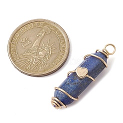 Natural  Lapis Lazuli Copper Wire Wrapped Pointed Pendants&nbsp;PALLOY-JF02462-03