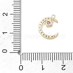 Brass Micro Pave Pink Cubic Zirconia Charms&nbsp;CU-CBAFF5B-20G