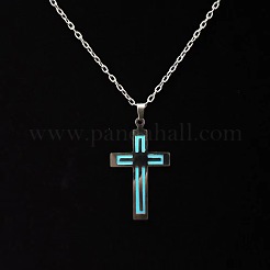 Luminous Glow in the Dark Stainless Steel Cross Pendant Necklace&nbsp;PW-WG31976-01