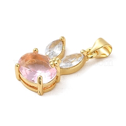 Rack Plating Brass Micro Pave Cubic Zirconia Pendants&nbsp;KK-P241-20G-02