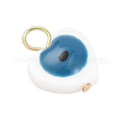 Natural Freshwater Shell Blue Evil Eye Charms&nbsp;PALLOY-JF04548-02