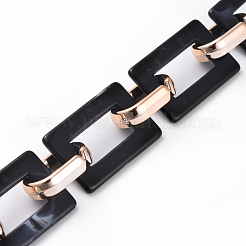 Imitation Gemstone Style Acrylic Handmade Rectangle Link Chains&nbsp;AJEW-JB00518-02