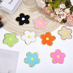 16Pcs 8 Colors Towel Embroidery Style Cloth Iron on/Sew on Patches&nbsp;DIY-HY0002-51