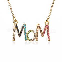 Alloy Rhinestone Word MOM Pendant Necklaces for Mother's Day&nbsp;FS-WG76C28-01