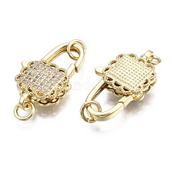 Brass Micro Pave Clear Cubic Zirconia Lobster Claw Clasps&nbsp;KK-Q769-032-NF