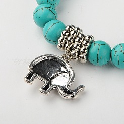 Dyed Synthetic Howlite Elephant Stretch Bracelets&nbsp;BJEW-JB01338