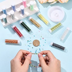 120G 15 Colors DIY Round Glass Seed Beads Bracelets Making Kits&nbsp;SEED-YW0003-14