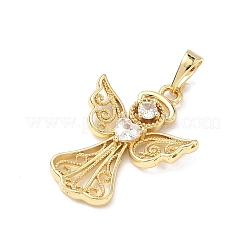 Brass Micro Pave Clear Cubic Zirconia Pendants&nbsp;KK-H255-16B-G
