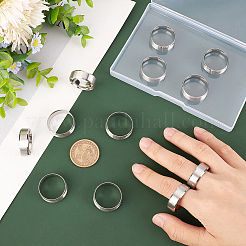 12Pcs 201 Stainless Steel Plain Band Ring for Men Women&nbsp;RJEW-UN0002-44A