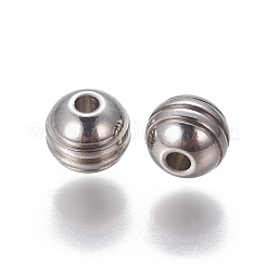Tarnish Resistant 201 Stainless Steel Grooved Beads&nbsp;X-STAS-P239-04P